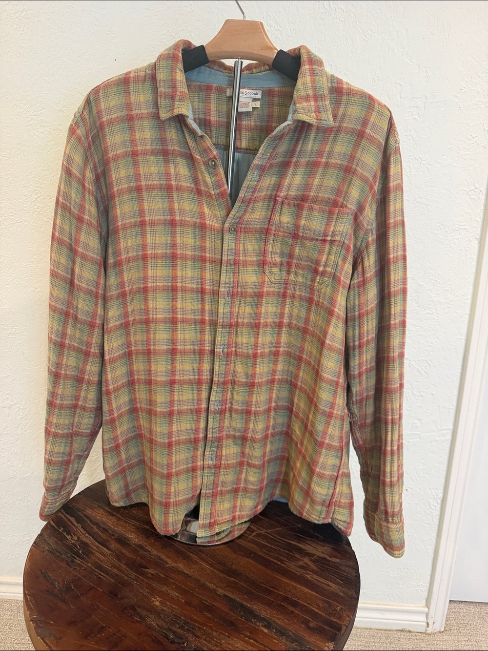 Carbon2Cobalt Men's Casual Plaid Button-Down Shirt size Large EUC